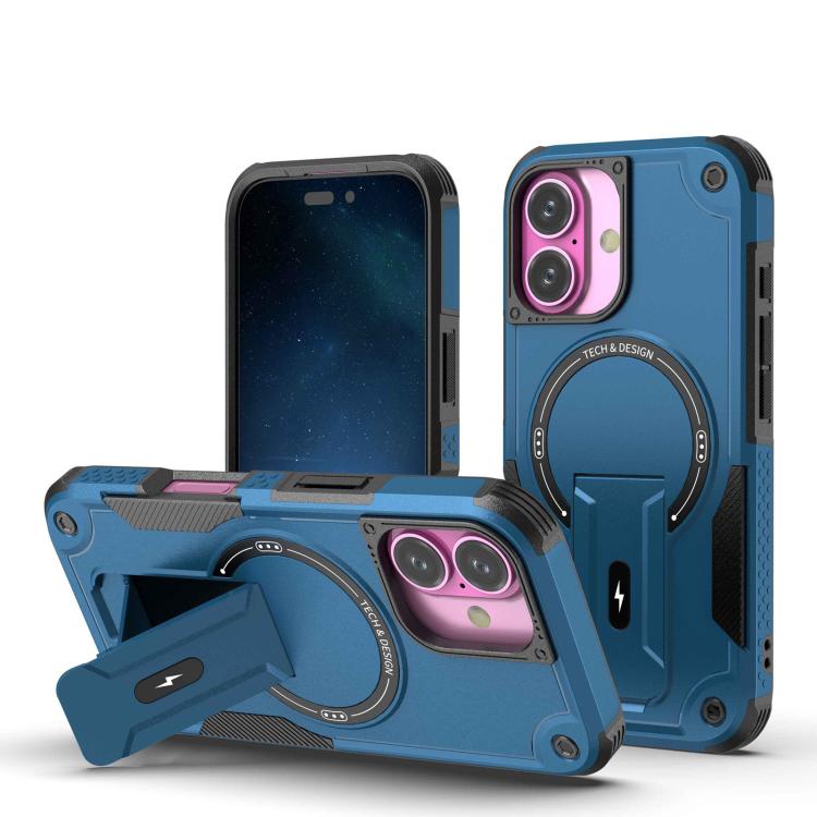 For iPhone 17 Armor Magsafe Holder PC Hybrid TPU Phone Case(Dark Blue) - iPhone 17 Cases by buy2fix | Online Shopping UK | buy2fix