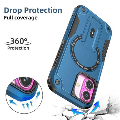 For iPhone 17 Armor Magsafe Holder PC Hybrid TPU Phone Case(Dark Blue) - iPhone 17 Cases by buy2fix | Online Shopping UK | buy2fix