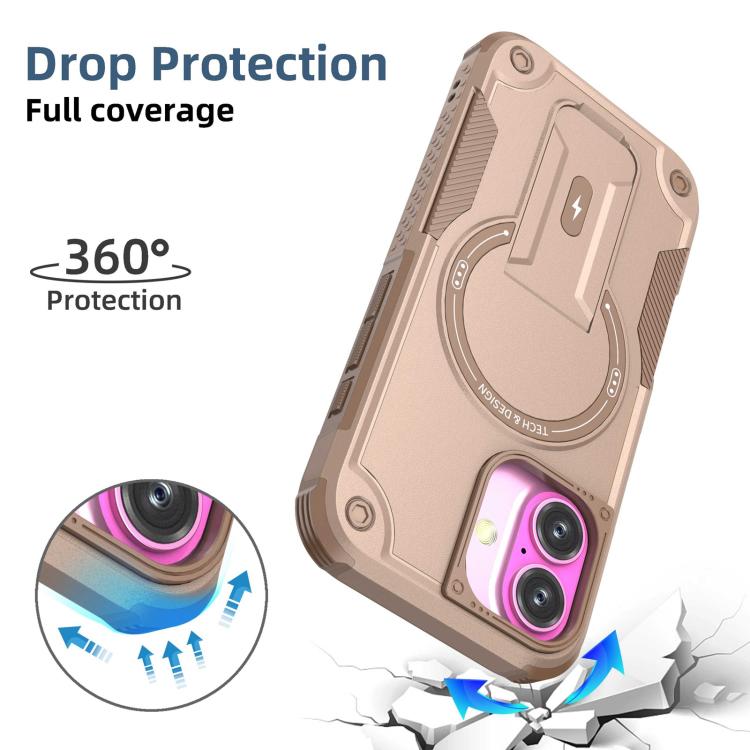 For iPhone 17 Armor Magsafe Holder PC Hybrid TPU Phone Case(Desert Gold) - iPhone 17 Cases by buy2fix | Online Shopping UK | buy2fix