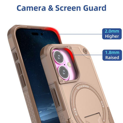 For iPhone 17 Armor Magsafe Holder PC Hybrid TPU Phone Case(Desert Gold) - iPhone 17 Cases by buy2fix | Online Shopping UK | buy2fix