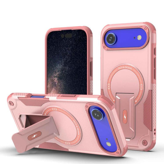 For iPhone Air Armor Magsafe Holder PC Hybrid TPU Phone Case(Pink) - iPhone Air Cases by buy2fix | Online Shopping UK | buy2fix