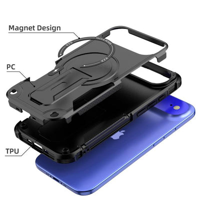 For iPhone Air Armor Magsafe Holder PC Hybrid TPU Phone Case(Black) - iPhone Air Cases by buy2fix | Online Shopping UK | buy2fix