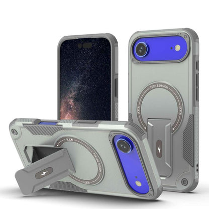 For iPhone Air Armor Magsafe Holder PC Hybrid TPU Phone Case(Grey) - iPhone Air Cases by buy2fix | Online Shopping UK | buy2fix
