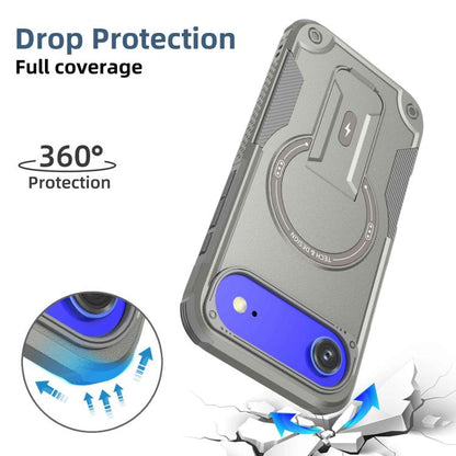 For iPhone Air Armor Magsafe Holder PC Hybrid TPU Phone Case(Grey) - iPhone Air Cases by buy2fix | Online Shopping UK | buy2fix