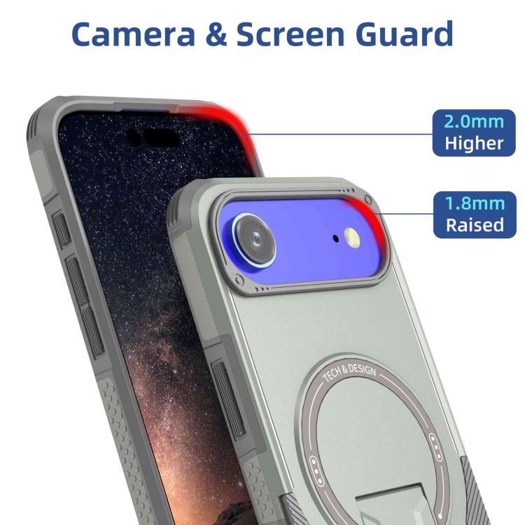 For iPhone Air Armor Magsafe Holder PC Hybrid TPU Phone Case(Grey) - iPhone Air Cases by buy2fix | Online Shopping UK | buy2fix