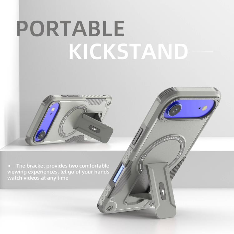 For iPhone Air Armor Magsafe Holder PC Hybrid TPU Phone Case(Grey) - iPhone Air Cases by buy2fix | Online Shopping UK | buy2fix