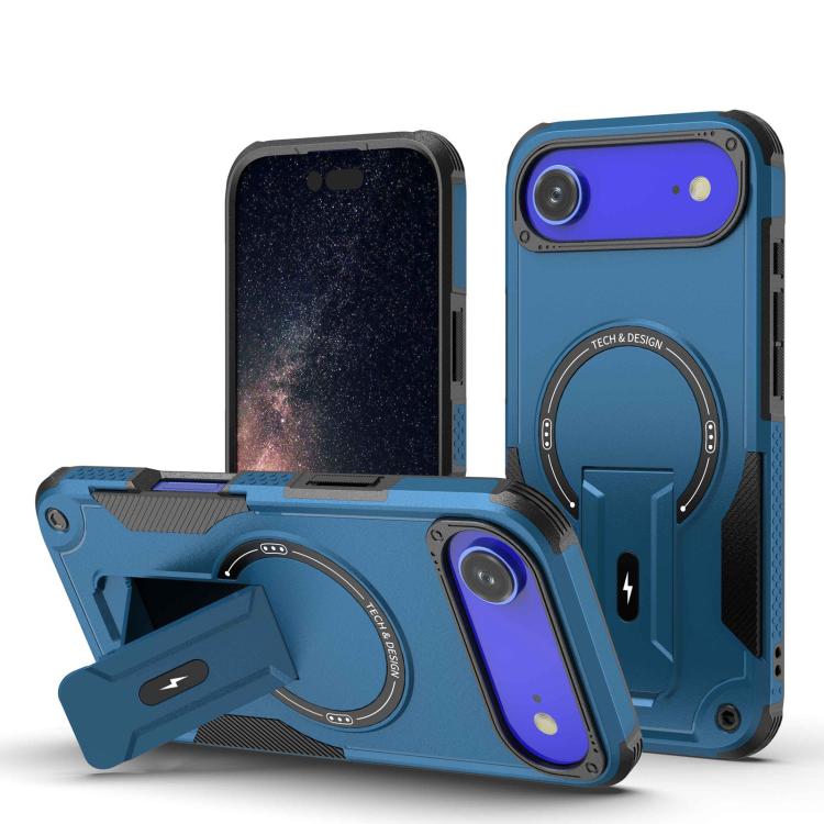 For iPhone Air Armor Magsafe Holder PC Hybrid TPU Phone Case(Dark Blue) - iPhone Air Cases by buy2fix | Online Shopping UK | buy2fix