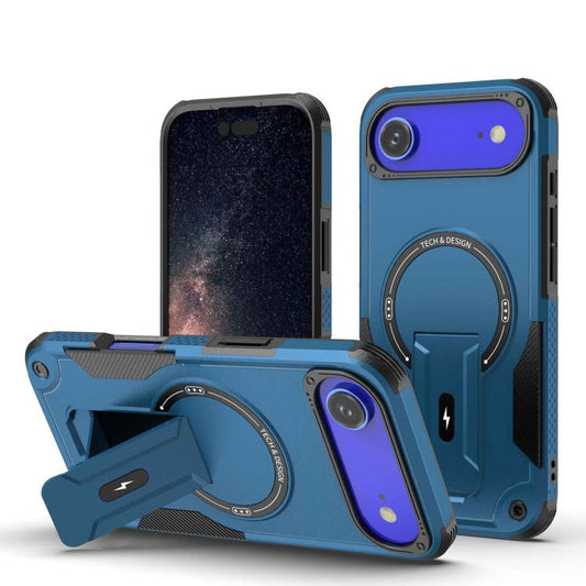 For iPhone Air Armor Magsafe Holder PC Hybrid TPU Phone Case(Dark Blue) - iPhone Air Cases by buy2fix | Online Shopping UK | buy2fix