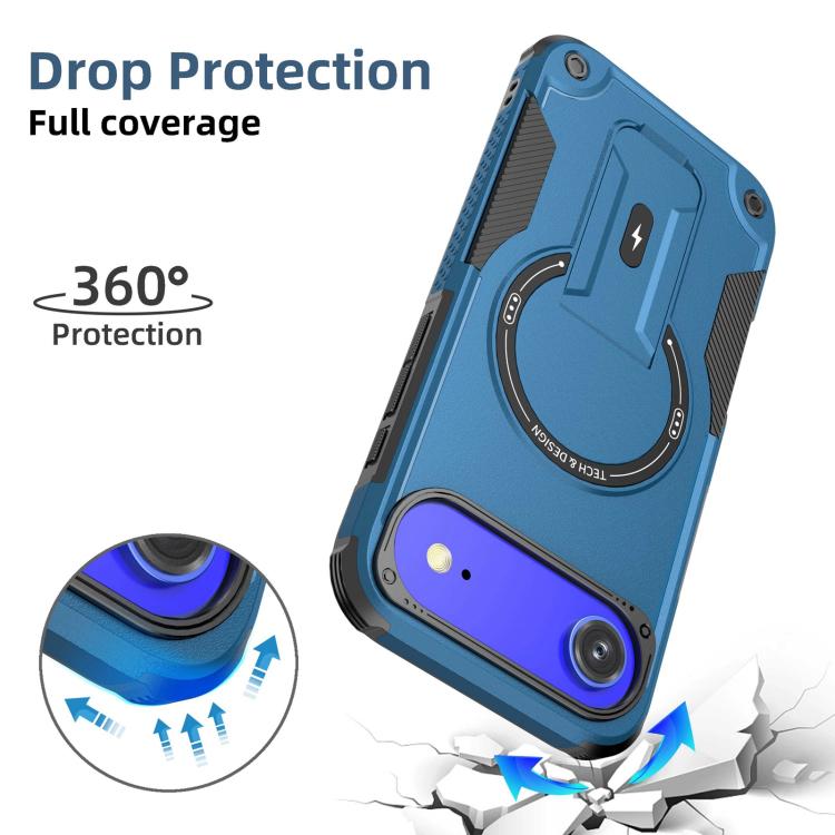 For iPhone Air Armor Magsafe Holder PC Hybrid TPU Phone Case(Dark Blue) - iPhone Air Cases by buy2fix | Online Shopping UK | buy2fix