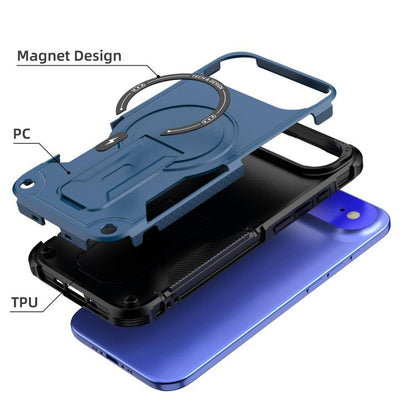 For iPhone Air Armor Magsafe Holder PC Hybrid TPU Phone Case(Dark Blue) - iPhone Air Cases by buy2fix | Online Shopping UK | buy2fix