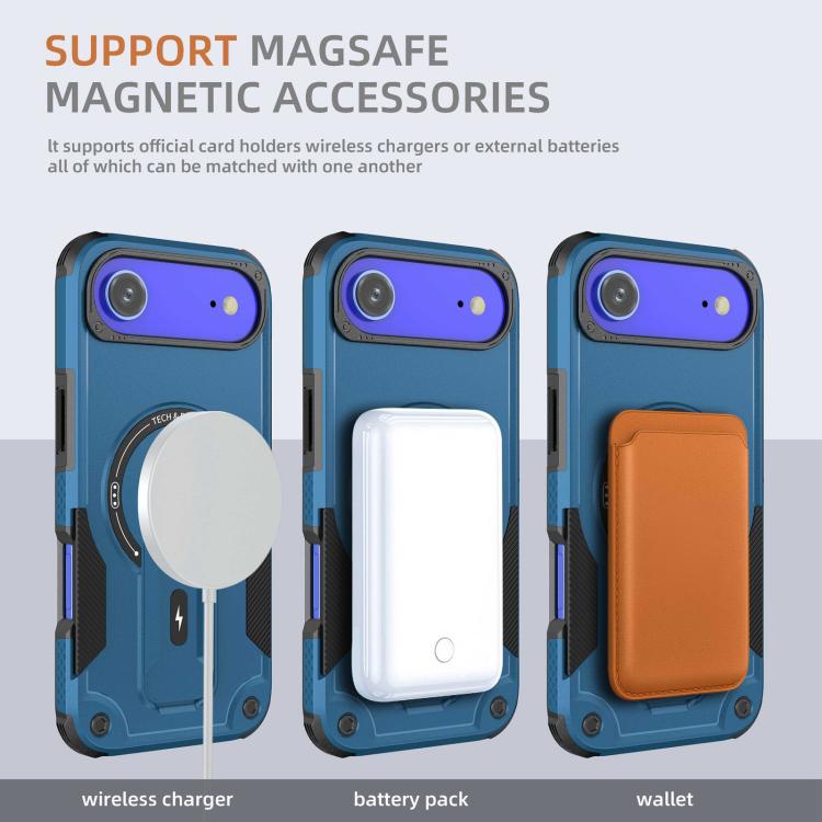 For iPhone Air Armor Magsafe Holder PC Hybrid TPU Phone Case(Dark Blue) - iPhone Air Cases by buy2fix | Online Shopping UK | buy2fix
