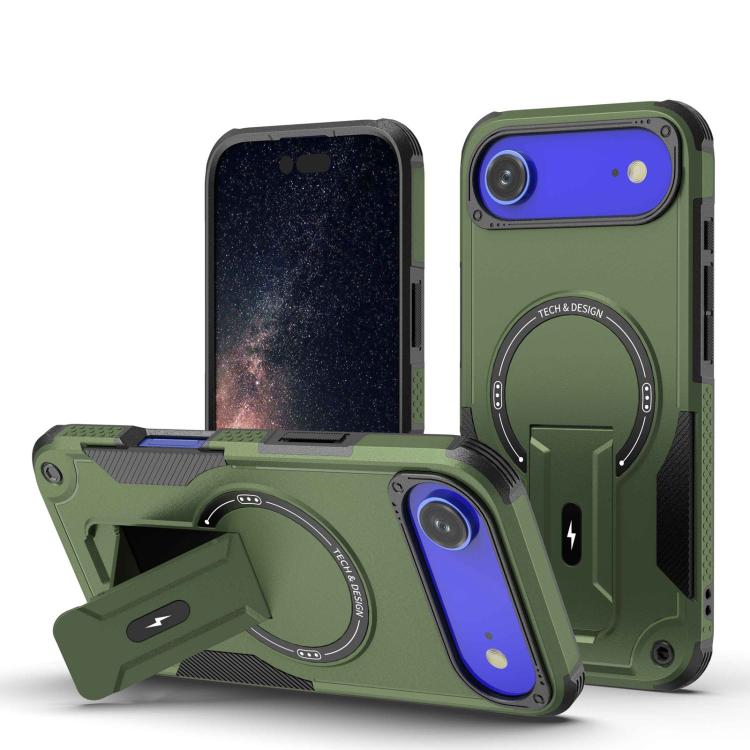 For iPhone Air Armor Magsafe Holder PC Hybrid TPU Phone Case(Army Green) - iPhone Air Cases by buy2fix | Online Shopping UK | buy2fix