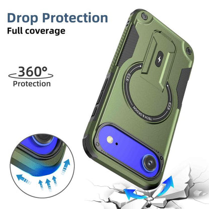 For iPhone Air Armor Magsafe Holder PC Hybrid TPU Phone Case(Army Green) - iPhone Air Cases by buy2fix | Online Shopping UK | buy2fix