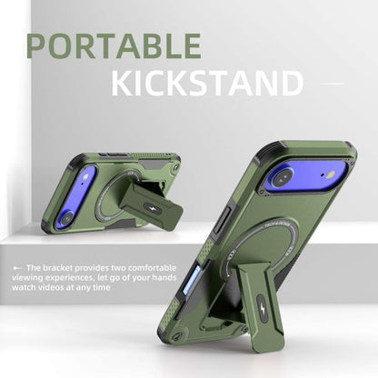 For iPhone Air Armor Magsafe Holder PC Hybrid TPU Phone Case(Army Green) - iPhone Air Cases by buy2fix | Online Shopping UK | buy2fix