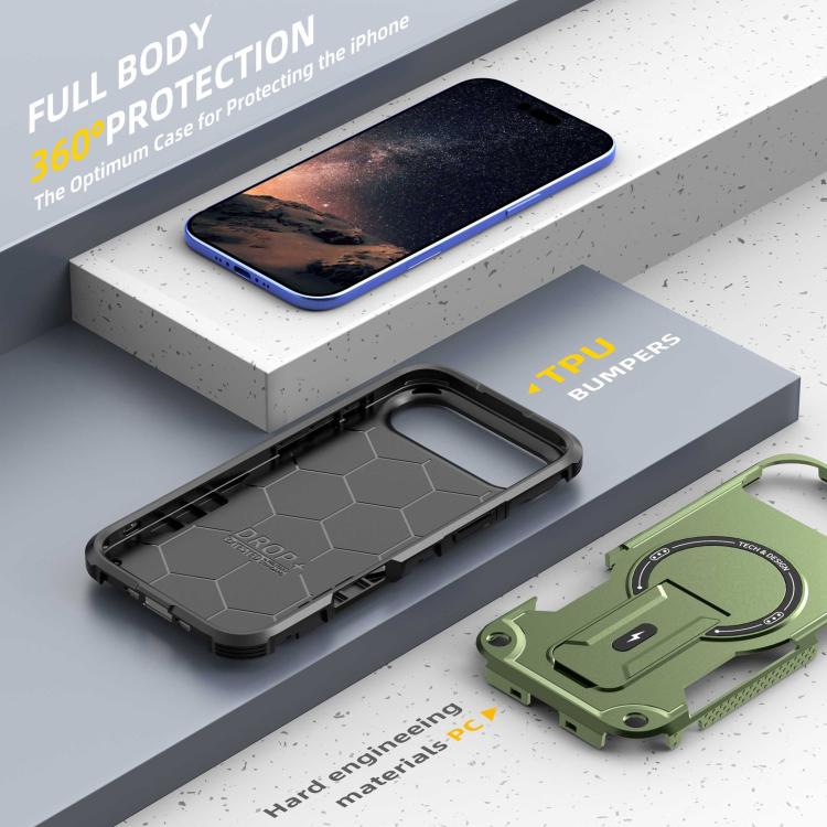 For iPhone Air Armor Magsafe Holder PC Hybrid TPU Phone Case(Army Green) - iPhone Air Cases by buy2fix | Online Shopping UK | buy2fix