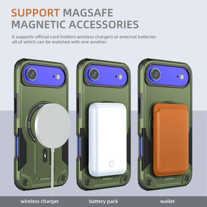 For iPhone Air Armor Magsafe Holder PC Hybrid TPU Phone Case(Army Green) - iPhone Air Cases by buy2fix | Online Shopping UK | buy2fix