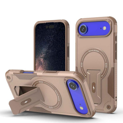 For iPhone Air Armor Magsafe Holder PC Hybrid TPU Phone Case(Desert Gold) - iPhone Air Cases by buy2fix | Online Shopping UK | buy2fix