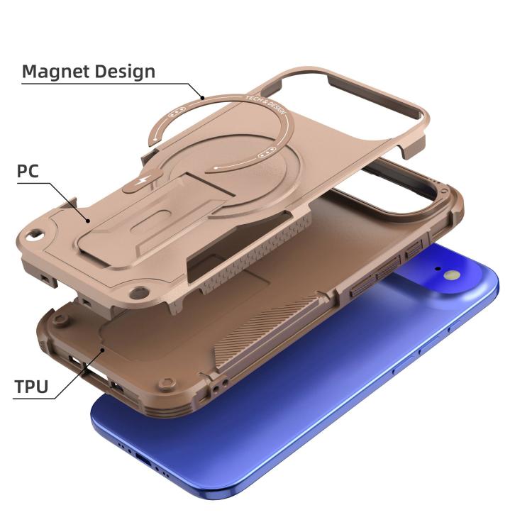 For iPhone Air Armor Magsafe Holder PC Hybrid TPU Phone Case(Desert Gold) - iPhone Air Cases by buy2fix | Online Shopping UK | buy2fix