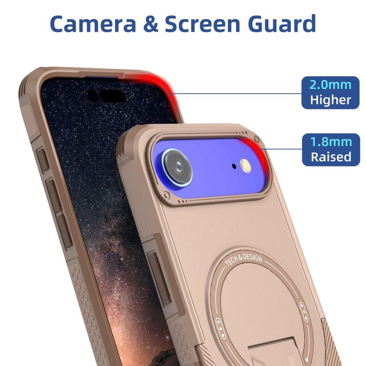 For iPhone Air Armor Magsafe Holder PC Hybrid TPU Phone Case(Desert Gold) - iPhone Air Cases by buy2fix | Online Shopping UK | buy2fix