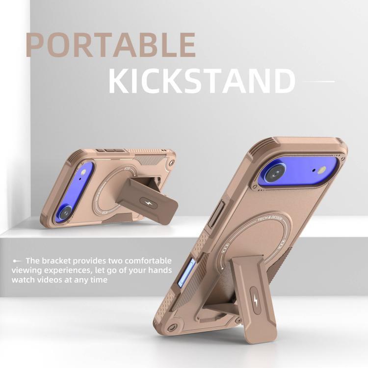 For iPhone Air Armor Magsafe Holder PC Hybrid TPU Phone Case(Desert Gold) - iPhone Air Cases by buy2fix | Online Shopping UK | buy2fix