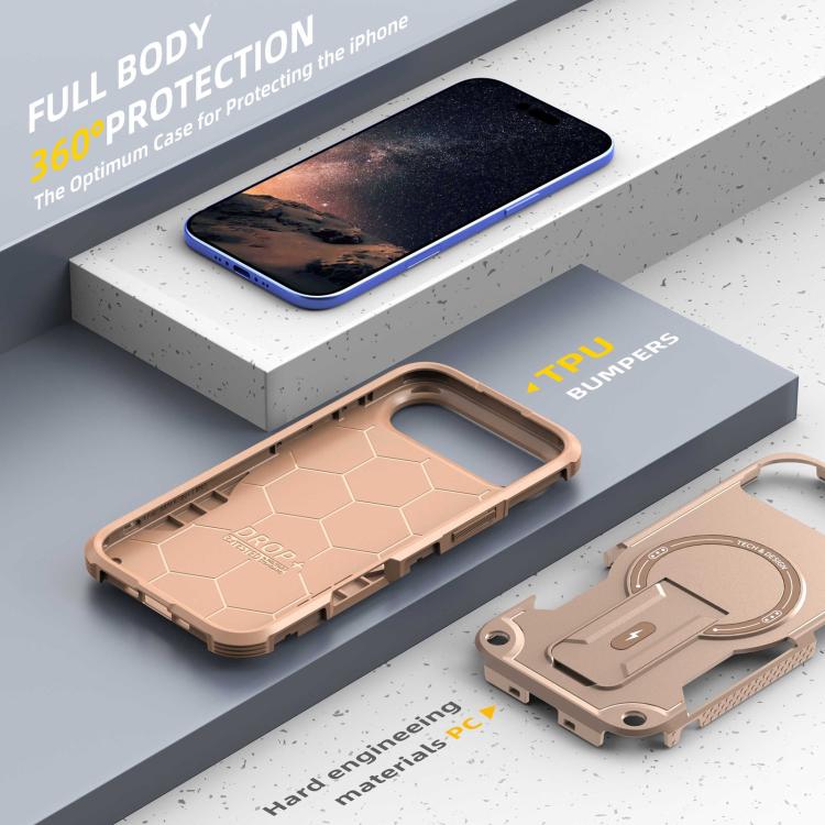 For iPhone Air Armor Magsafe Holder PC Hybrid TPU Phone Case(Desert Gold) - iPhone Air Cases by buy2fix | Online Shopping UK | buy2fix