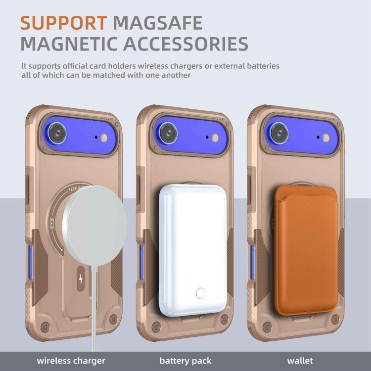 For iPhone Air Armor Magsafe Holder PC Hybrid TPU Phone Case(Desert Gold) - iPhone Air Cases by buy2fix | Online Shopping UK | buy2fix