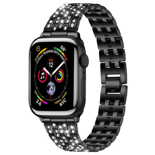 For Apple Watch 38 / 40 / 41 / S10 42mm xDfind Five Beads Full Diamond Metal Watch Band(Black)