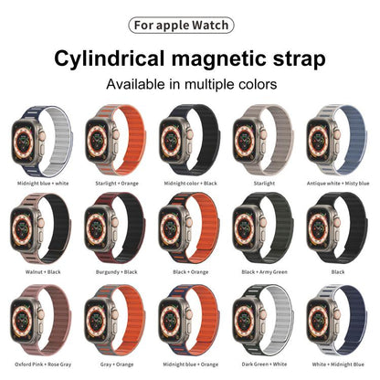 For Apple Watch 42mm / 41mm / 40mm / 38mm Cylinder Magnetic Two-color Loop Silicone Watch Band(Starlight Orange) - Watch Bands by buy2fix | Online Shopping UK | buy2fix