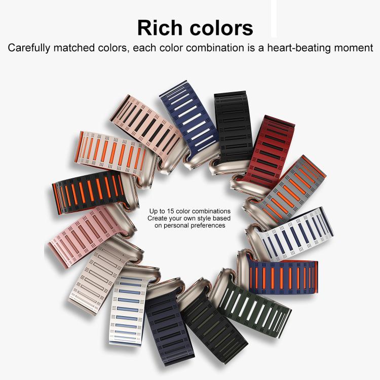 For Apple Watch 42mm / 41mm / 40mm / 38mm Cylinder Magnetic Two-color Loop Silicone Watch Band(Black) - Watch Bands by buy2fix | Online Shopping UK | buy2fix
