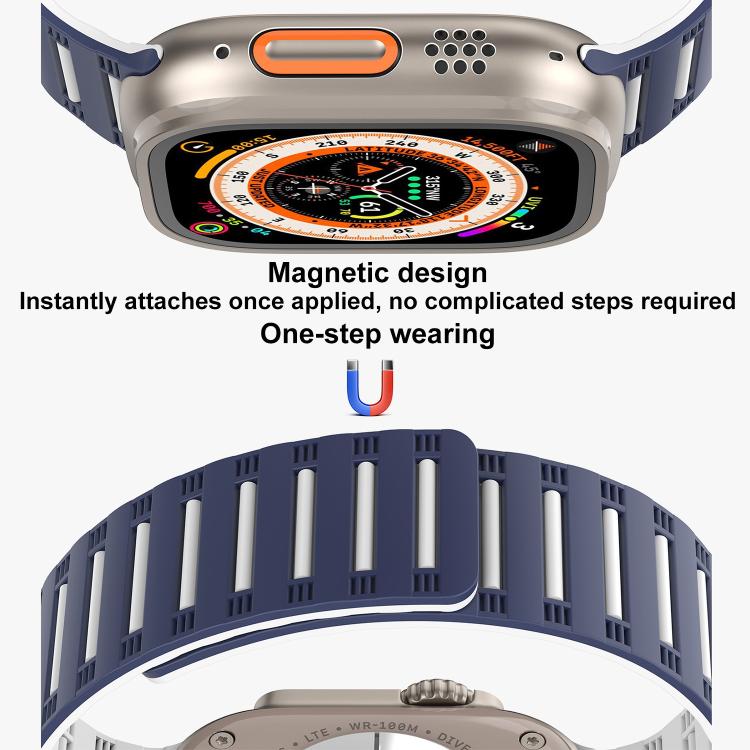 For Apple Watch 42mm / 41mm / 40mm / 38mm Cylinder Magnetic Two-color Loop Silicone Watch Band(Starlight Orange) - Watch Bands by buy2fix | Online Shopping UK | buy2fix