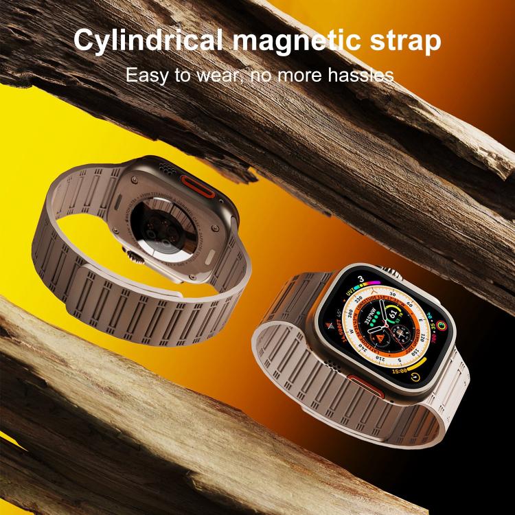 For Apple Watch 42mm / 41mm / 40mm / 38mm Cylinder Magnetic Two-color Loop Silicone Watch Band(Starlight Orange) - Watch Bands by buy2fix | Online Shopping UK | buy2fix