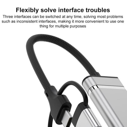 USB / Type-C / 8 Pin to CF / TF / SD Card Reader, 3.5mm HUB Adapter 6 in 1 Docking Station(Silver) - USB 3.0 HUB by buy2fix | Online Shopping UK | buy2fix