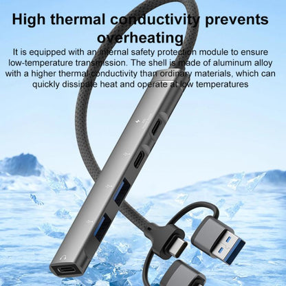 USB / Type-C / 8 Pin to PD, 2 x USB, 2 x Type-C HUB Adapter 5 in 1 Docking Station(Grey) - USB 3.0 HUB by buy2fix | Online Shopping UK | buy2fix