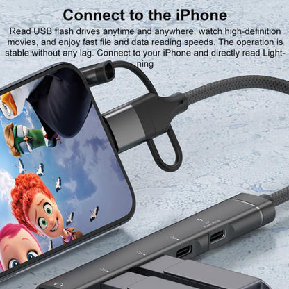 USB / Type-C / 8 Pin to PD, 2 x USB, 2 x Type-C HUB Adapter 5 in 1 Docking Station(Silver) - USB 3.0 HUB by buy2fix | Online Shopping UK | buy2fix