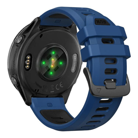 For Garmin Forerunner 970 Two Color Steel Buckle Silicone Watch Band(Royal Blue Black) - Watch Bands by buy2fix | Online Shopping UK | buy2fix