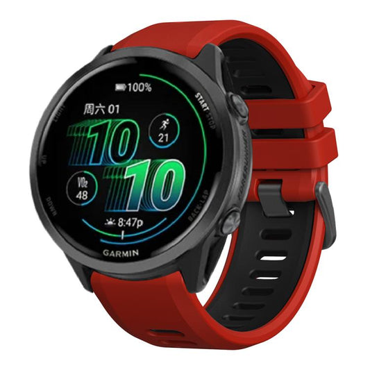 For Garmin Forerunner 970 Two Color Steel Buckle Silicone Watch Band(Red Black) - Watch Bands by buy2fix | Online Shopping UK | buy2fix