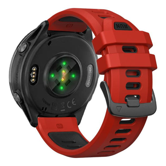 For Garmin Forerunner 970 Two Color Steel Buckle Silicone Watch Band(Red Black) - Watch Bands by buy2fix | Online Shopping UK | buy2fix