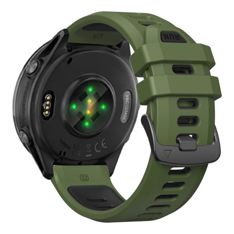 For Garmin Forerunner 970 Two Color Steel Buckle Silicone Watch Band(Army Green Black) - Watch Bands by buy2fix | Online Shopping UK | buy2fix