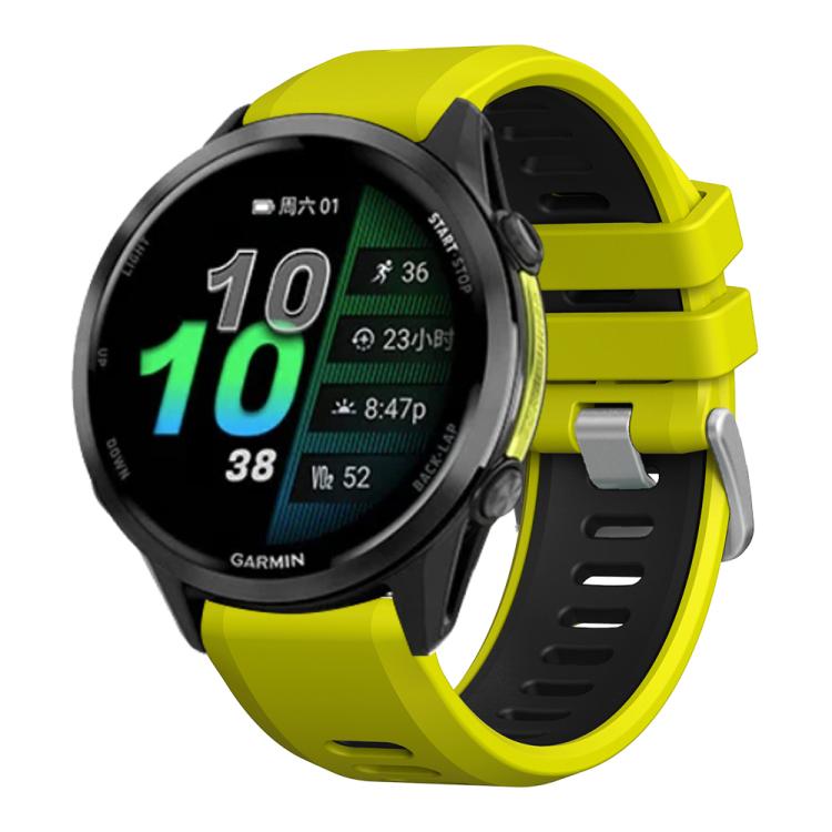 For Garmin Forerunner 970 Two Color Steel Buckle Silicone Watch Band(Lime Black) - Watch Bands by buy2fix | Online Shopping UK | buy2fix