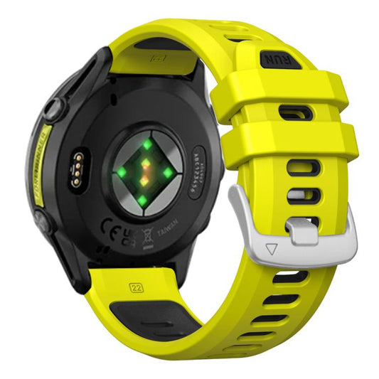For Garmin Forerunner 970 Two Color Steel Buckle Silicone Watch Band(Lime Black) - Watch Bands by buy2fix | Online Shopping UK | buy2fix