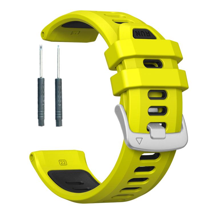 For Garmin Forerunner 970 Two Color Steel Buckle Silicone Watch Band(Lime Black) - Watch Bands by buy2fix | Online Shopping UK | buy2fix