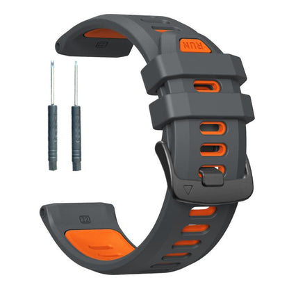 For Garmin Forerunner 970 Two Color Steel Buckle Silicone Watch Band(Charcoal Orange) - Watch Bands by buy2fix | Online Shopping UK | buy2fix