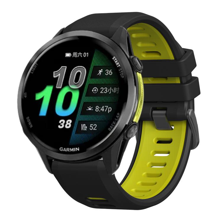 For Garmin Forerunner 970 Two Color Steel Buckle Silicone Watch Band(Black Lime) - Watch Bands by buy2fix | Online Shopping UK | buy2fix