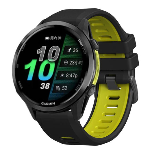 For Garmin Forerunner 970 Two Color Steel Buckle Silicone Watch Band(Black Lime) - Watch Bands by buy2fix | Online Shopping UK | buy2fix
