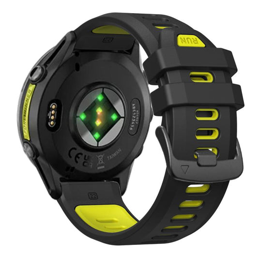 For Garmin Forerunner 970 Two Color Steel Buckle Silicone Watch Band(Black Lime) - Watch Bands by buy2fix | Online Shopping UK | buy2fix