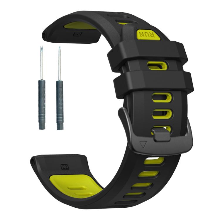 For Garmin Forerunner 970 Two Color Steel Buckle Silicone Watch Band(Black Lime) - Watch Bands by buy2fix | Online Shopping UK | buy2fix