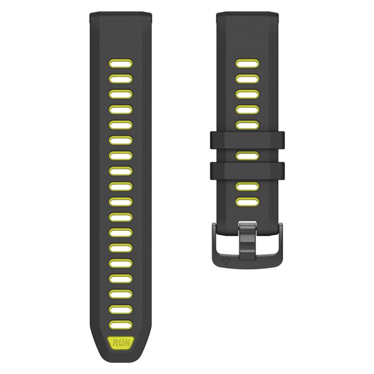 For Garmin Forerunner 970 Two Color Steel Buckle Silicone Watch Band(Black Lime) - Watch Bands by buy2fix | Online Shopping UK | buy2fix