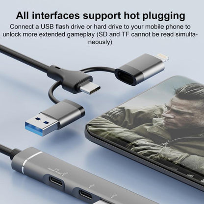 USB / Type-C / 8 Pin to TF / SD Card Reader, USB, Type-C HUB Adapter 5 in 1 Docking Station(Silver) - USB 3.0 HUB by buy2fix | Online Shopping UK | buy2fix