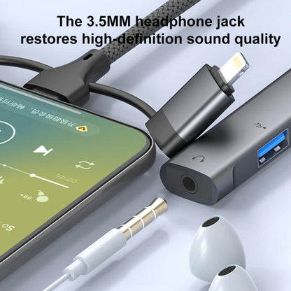 USB / Type-C / 8 Pin to 3.5mm, PD, 2 x USB, Type-C HUB Adapter 5 in 1 Docking Station(Silver) - USB 3.0 HUB by buy2fix | Online Shopping UK | buy2fix