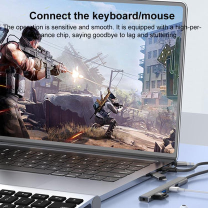 USB / Type-C / 8 Pin to 3.5mm, PD, 2 x USB, Type-C HUB Adapter 5 in 1 Docking Station(Grey) - USB 3.0 HUB by buy2fix | Online Shopping UK | buy2fix